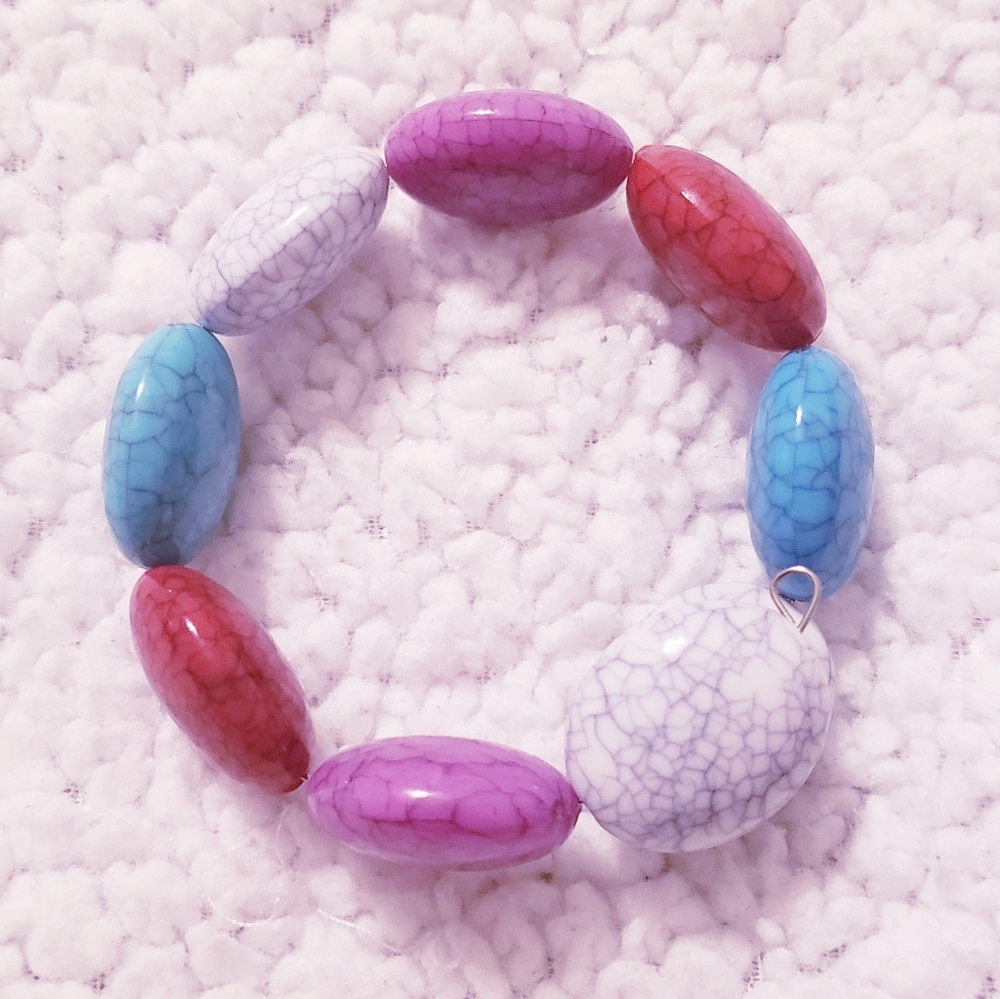 Handmade Multicolor Beaded Wire Cuff Bracelet.